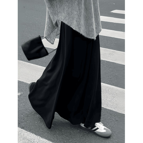 法式黑色松緊腰半身裙女秋冬新款高腰顯瘦修身百搭包臀a字長裙女 法式黑色松緊腰半身裙女秋冬新款高腰顯瘦修身百搭包臀a字長裙女