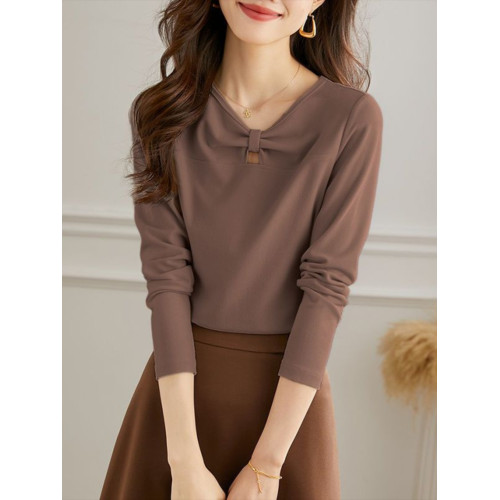 300斤大碼德絨V領女2025秋冬新款設計感小衆簡約內搭長袖打底衫女