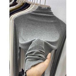 半高領打底衫女春秋大碼胖mm體恤針織衫灰色長袖t恤小衫內搭上衣