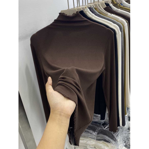 半高領打底衫女春秋大碼胖mm體恤針織衫灰色長袖t恤小衫內搭上衣