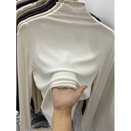 半高領打底衫女春秋大碼胖mm體恤針織衫灰色長袖t恤小衫內搭上衣