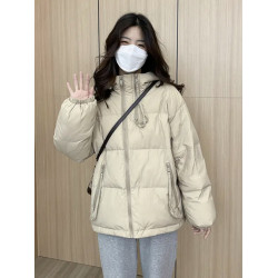 高級歐貨羽絨服女短款2025冬加厚寬松設計感文藝白鴨絨麵包服外套