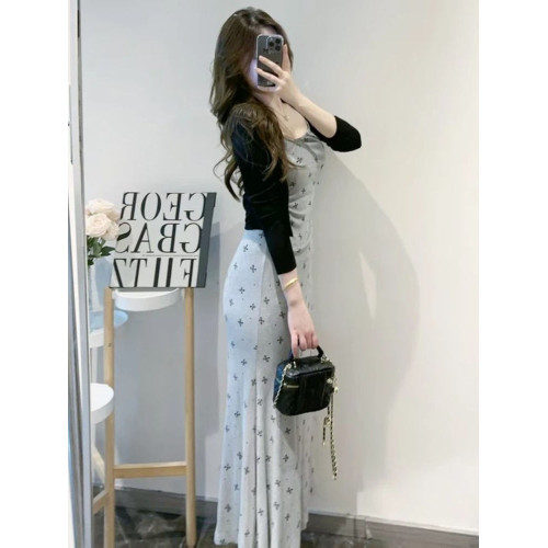 150小個子穿搭吊帶碎花連衣裙子女秋季2025新款法式灰色長裙套裝 150小個子穿搭吊帶碎花連衣裙子女秋季2025新款法式灰色長裙套裝