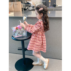 小童秋季連衣裙純棉新款春秋幼兒碎花裙子寶寶女孩長袖公主裙洋氣