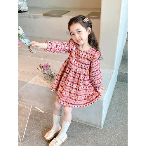 小童秋季連衣裙純棉新款春秋幼兒碎花裙子寶寶女孩長袖公主裙洋氣