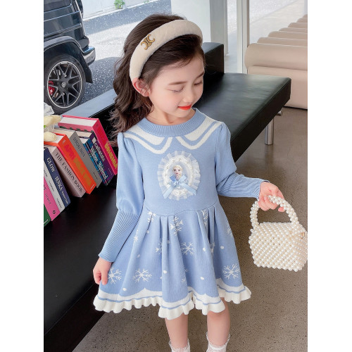 女小童連衣裙春秋季2025新款洋氣小女孩愛莎公主裙女寶寶秋裝裙子