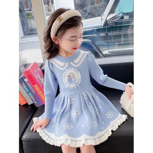 女小童連衣裙春秋季2025新款洋氣小女孩愛莎公主裙女寶寶秋裝裙子