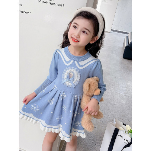 女小童連衣裙春秋季2025新款洋氣小女孩愛莎公主裙女寶寶秋裝裙子