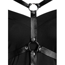 大碼女裝哥特式不規則萬聖節女巫吊帶綁帶喇叭袖大擺連衣裙S-5XL