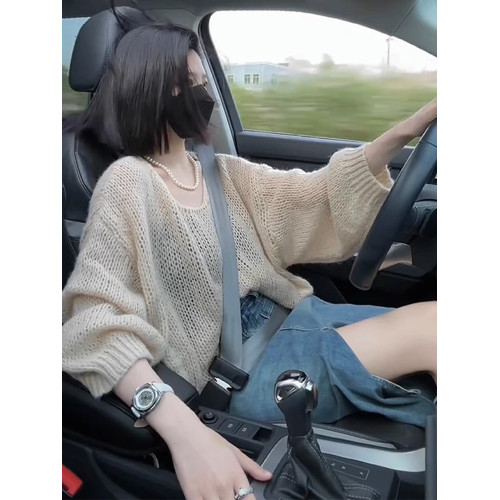 2025新款馬海毛軟糯毛衣女秋冬薄款寬松慵懶風鏤空針織衫上衣女秋 2025新款馬海毛軟糯毛衣女秋冬薄款寬松慵懶風鏤空針織衫上衣女秋