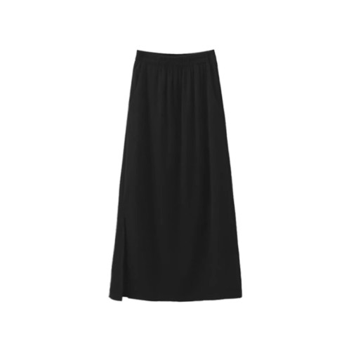 開叉包臀半身裙女夏季新款200斤胖mm梨型身材高腰寬松顯瘦小黑裙3