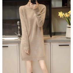 2023秋冬新款毛衣裙中長款配大衣打底裙子簡約內搭針織加厚連衣裙