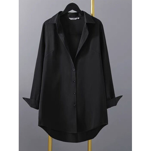 絲滑垂順慵懶風寬松顯瘦襯衫法式溫柔輕薄上衣潮百搭休閒襯衣女春