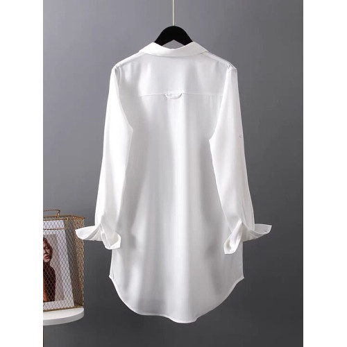 絲滑垂順慵懶風寬松顯瘦襯衫法式溫柔輕薄上衣潮百搭休閒襯衣女春