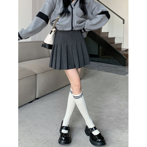 毛呢百褶裙女秋冬新款小個子高腰大碼顯瘦百搭A字半身裙胖mm短裙