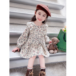 2023女孩裝秋裝新款碎花裙韓版長袖連衣裙女寶寶洋氣秋季公主裙子