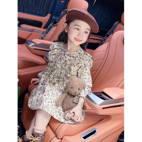 2023女孩裝秋裝新款碎花裙韓版長袖連衣裙女寶寶洋氣秋季公主裙子