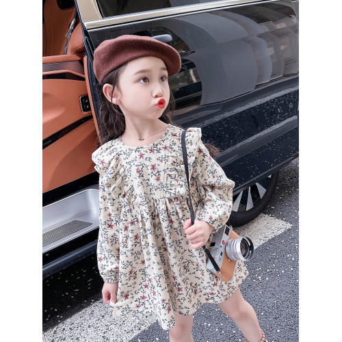 2023女孩裝秋裝新款碎花裙韓版長袖連衣裙女寶寶洋氣秋季公主裙子