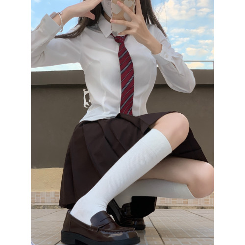 秋冬純白襯衫jk製服收腰修身女日系學院風長袖白襯衣小衆上衣內搭