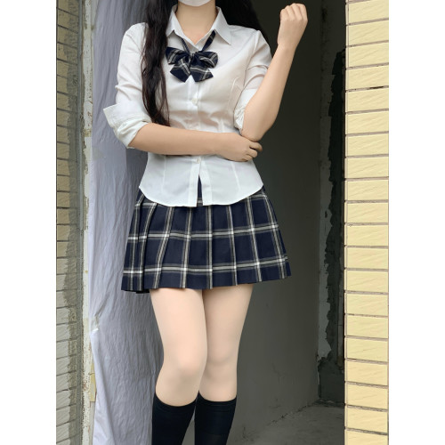 秋冬純白襯衫jk製服收腰修身女日系學院風長袖白襯衣小衆上衣內搭