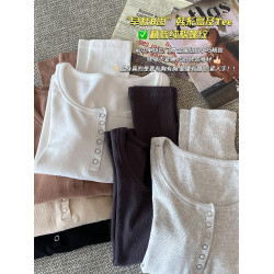 打底衫女內搭秋季2025新款修身白色長袖t恤早秋黑色螺紋正肩上衣