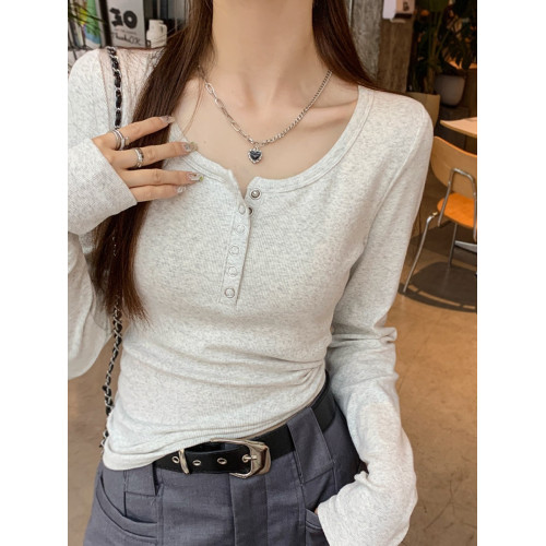 打底衫女內搭秋季2025新款修身白色長袖t恤早秋黑色螺紋正肩上衣