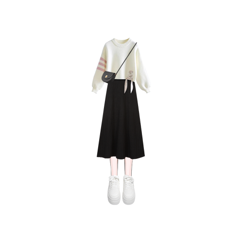 韓系穿搭黑色內搭吊帶連衣裙秋裝女款2025年新款小個子針織毛衣裙