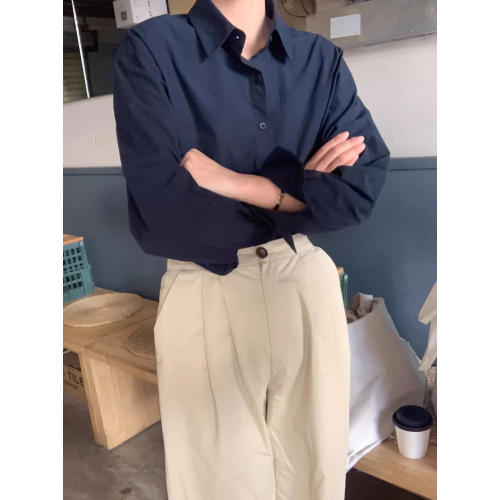 淡黃色氣質襯衫女高級感輕奢上衣2025春秋季新款純棉寬松長袖襯衣 淡黃色氣質襯衫女高級感輕奢上衣2025春秋季新款純棉寬松長袖襯衣