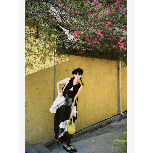 新中式水墨畫印花背心連衣裙女夏季松弛感設計小衆休閒寬松長裙子