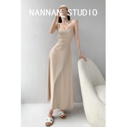 悠然假期/顯瘦好穿顯身材細肩吊帶裙女春秋純欲卡戴珊同款連衣裙