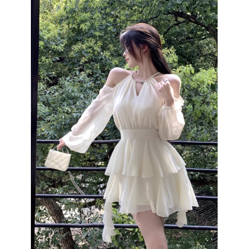 秋冬大碼胖mm法式長袖連衣裙仙女收腰甜美雪紡短裙荷葉邊蛋糕裙子