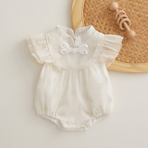 嬰兒包屁衣甜美公主夏裝連衣裙薄款衣服嬰幼兒哈衣寶寶國風旗袍服