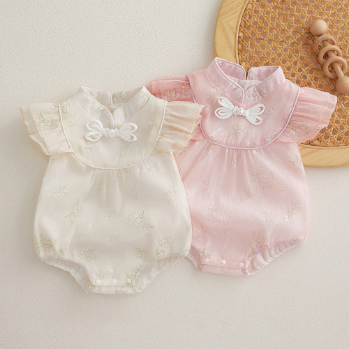 嬰兒包屁衣甜美公主夏裝連衣裙薄款衣服嬰幼兒哈衣寶寶國風旗袍服