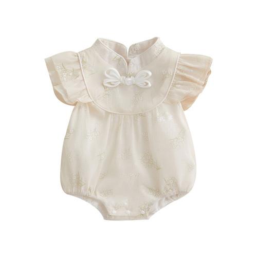 嬰兒包屁衣甜美公主夏裝連衣裙薄款衣服嬰幼兒哈衣寶寶國風旗袍服