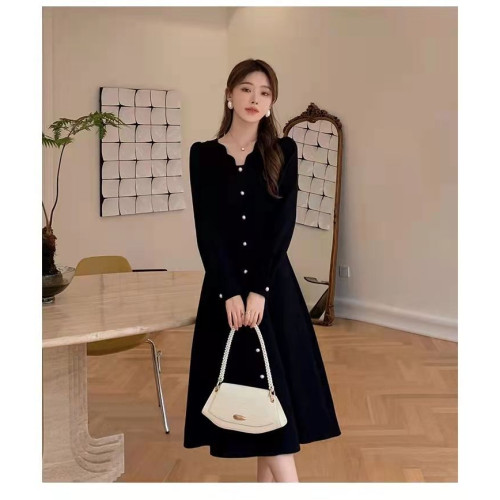 春秋冬季中長款連衣裙女氣質遮肚子減齡大碼胖妹妹女裝300斤裙子