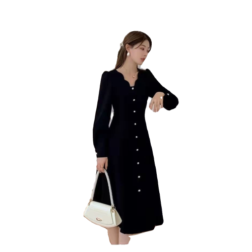 春秋冬季中長款連衣裙女氣質遮肚子減齡大碼胖妹妹女裝300斤裙子