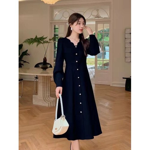 春秋冬季中長款連衣裙女氣質遮肚子減齡大碼胖妹妹女裝300斤裙子