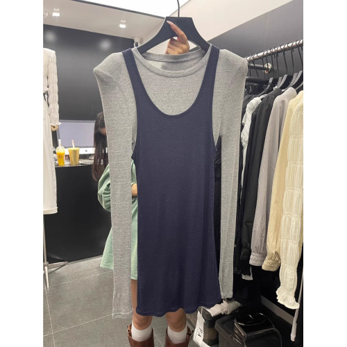 韓國東大門2025秋季新款洋氣修身顯瘦長袖T恤+吊帶連衣裙兩件套女