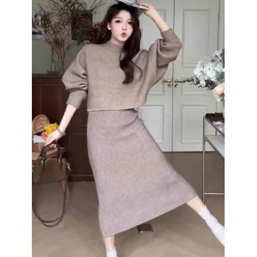 2024秋冬新款韓系穿搭氣質連衣裙針織毛衣裙女慵懶風流行兩件套裝