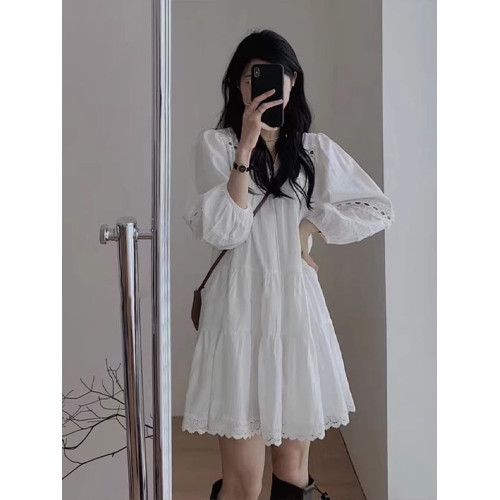 法式白色襯衫連衣裙女2025新款秋季小個子巨好看新疆雲南旅遊穿搭