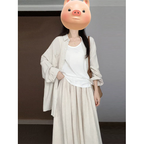 2025新款秋冬穿搭襯衫連衣裙子女裝新中式國風套裝長裙高級感冬裝