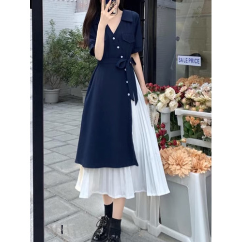 法式小衆設計感雪紡連衣裙女夏大碼胖MM不規則氣質赫本風a字長裙 法式小衆設計感雪紡連衣裙女夏大碼胖MM不規則氣質赫本風a字長裙