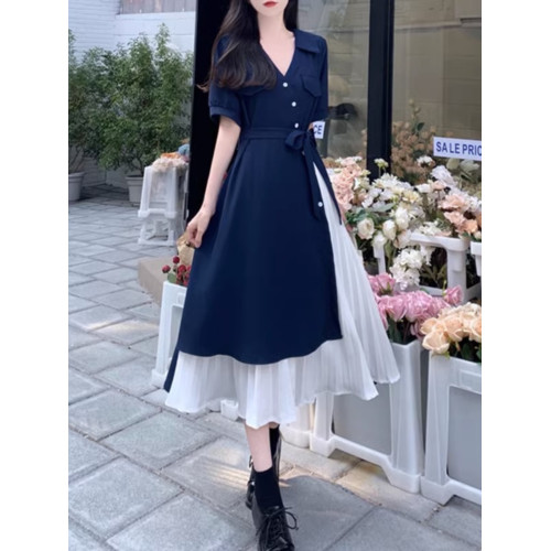 法式小衆設計感雪紡連衣裙女夏大碼胖MM不規則氣質赫本風a字長裙 法式小衆設計感雪紡連衣裙女夏大碼胖MM不規則氣質赫本風a字長裙