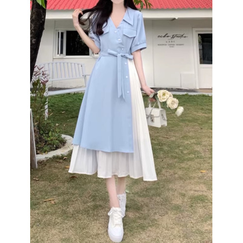 法式小衆設計感雪紡連衣裙女夏大碼胖MM不規則氣質赫本風a字長裙 法式小衆設計感雪紡連衣裙女夏大碼胖MM不規則氣質赫本風a字長裙