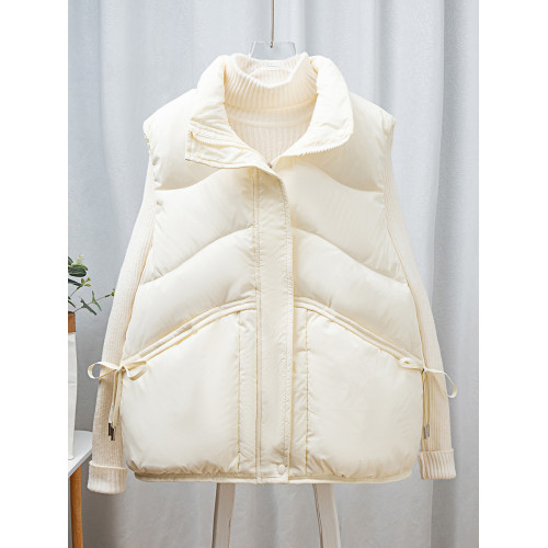 羽絨馬甲女秋冬短款杜邦三防新款鴨絨背心黑色寬松羽絨服外穿馬夾 羽絨馬甲女秋冬短款杜邦三防新款鴨絨背心黑色寬松羽絨服外穿馬夾