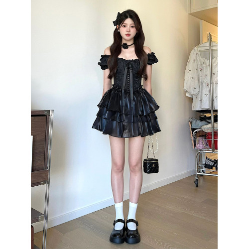 胖mm法式純欲高級感泡泡袖連衣裙夏大碼甜辣妹收腰公主蛋糕蓬蓬裙