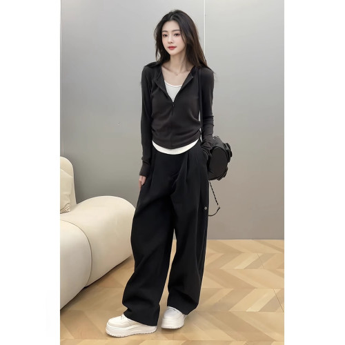 韓系修身假兩件褶皺收腰長袖T恤女2025秋季新款辣妹顯瘦拉鍊上衣