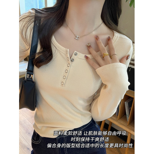 早秋打底衫女內搭2025新款螺紋緊身顯瘦上衣修身白色低領長袖t恤