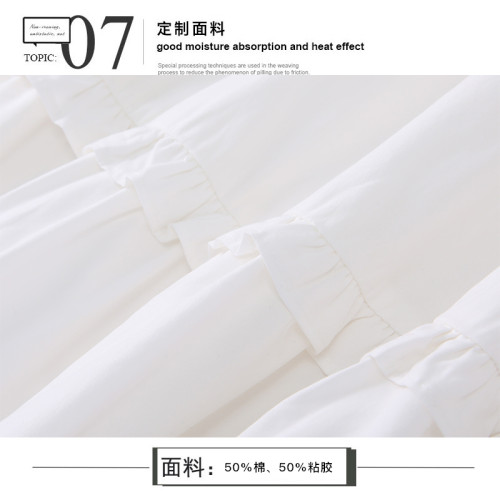 小雨日系少女感花邊蕾絲V領吊帶裙春夏季女白色曡穿短款連衣裙子