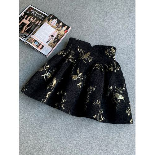 黑金提花蓬蓬繖裙高腰a字裙半身裙女2025秋季新款提花短裙蓬蓬裙 黑金提花蓬蓬繖裙高腰a字裙半身裙女2025秋季新款提花短裙蓬蓬裙